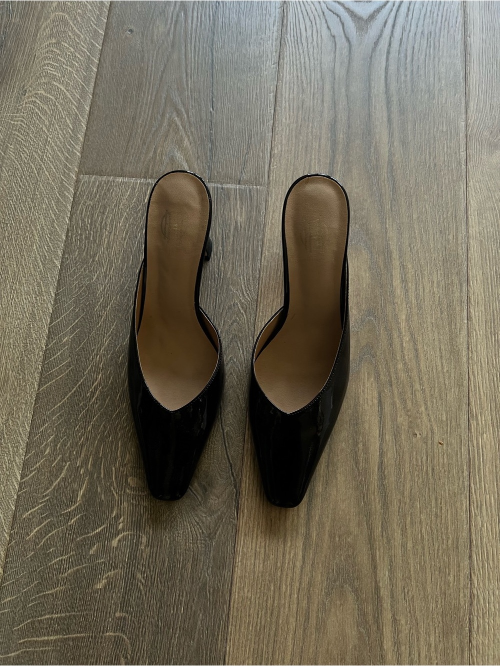 House of Harlow 1960 Black Patent Pointed Toe Mule Heels